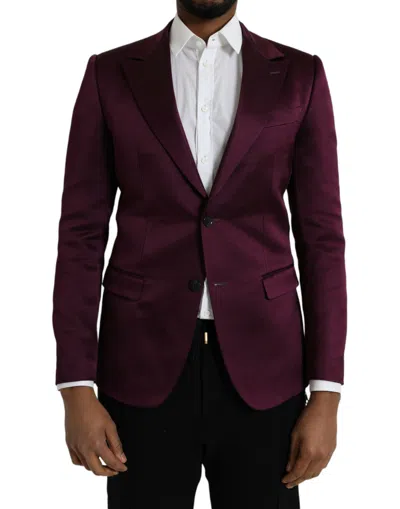 Shop Dolce & Gabbana Maroon Silk Single Breasted Coat Men's Blazer