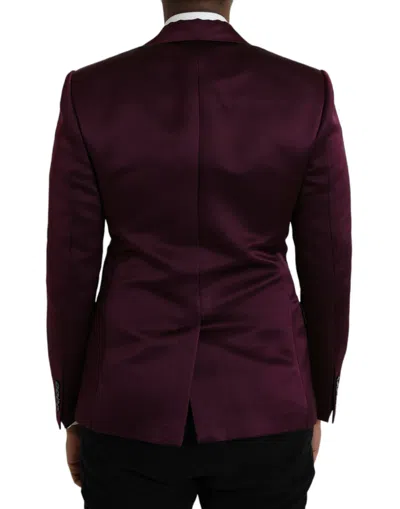 Shop Dolce & Gabbana Maroon Silk Single Breasted Coat Men's Blazer