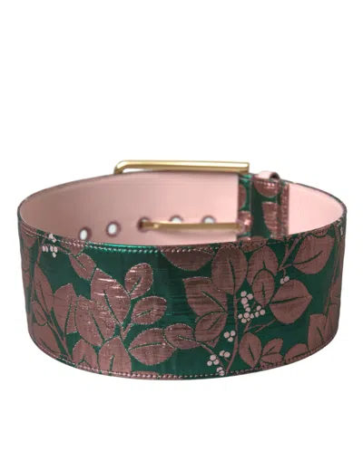 Shop Dolce & Gabbana Multicolor Floral Jacquard Lurex Gold Buckle Women's Belt