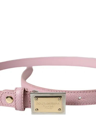 Shop Dolce & Gabbana Pink Leather Gold Square Metal Buckle Women's Belt