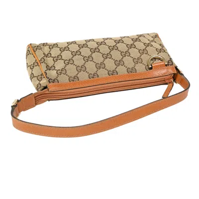Shop Gucci Abbey Beige Canvas Shoulder Bag ()