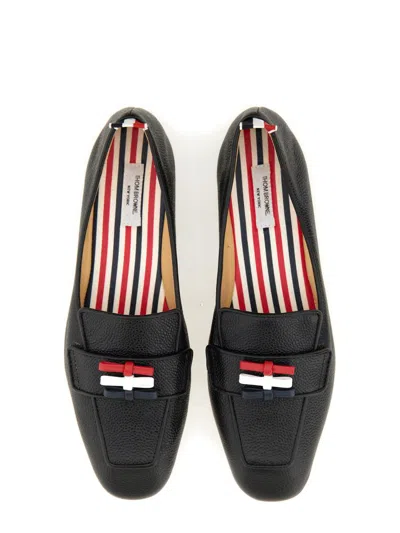 Shop Thom Browne Three Bow Moccasin In Black