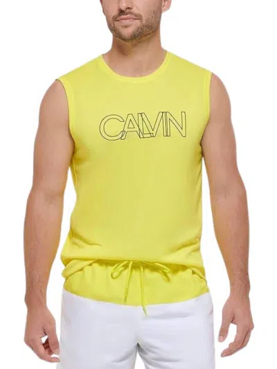 Shop Calvin Klein Men's Rainbow Collection Sleeveless Shirt In Citrina In Yellow