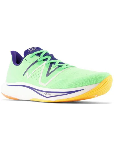 Shop New Balance Fuelcell Rebel V3 Mens Fitness Workout Running & Training Shoes In Green