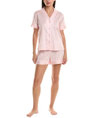 Shop Natori 2pc Sateen Pajama Set In Pink