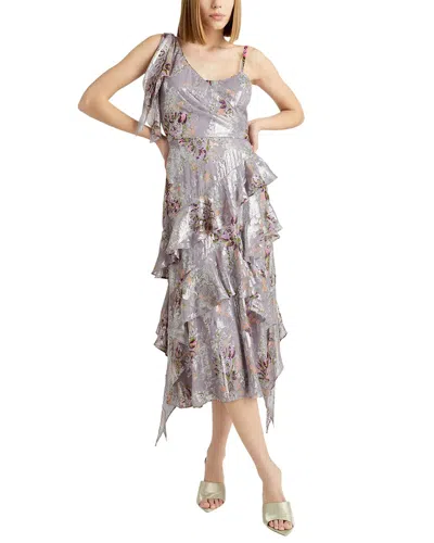 Shop Cinq À Sept Trevor Silk-blend Dress In Grey