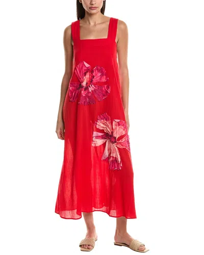 Shop Natori Gauze Applique Maxi Dress In Red