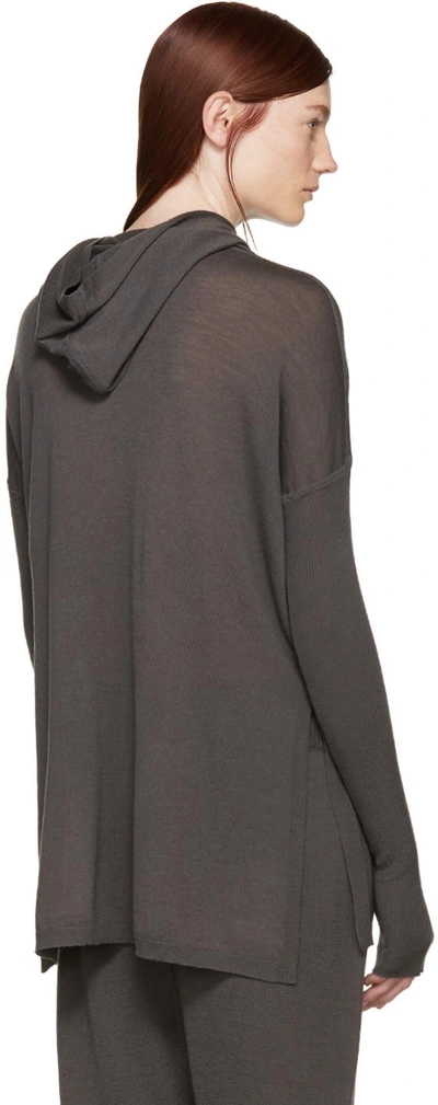 Shop Rick Owens Taupe Wool Hooded Poncho
