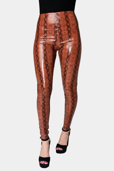 Shop Buddylove Mila Vegan Leather Leggings In Cognac Snake In Multi