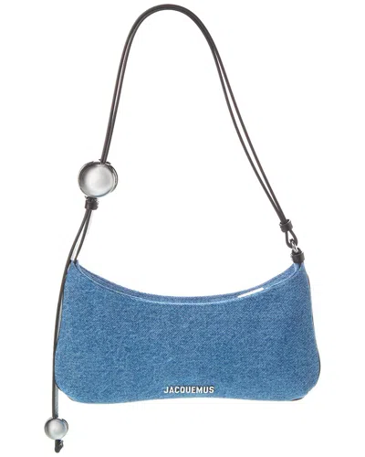 Shop Jacquemus Le Bisou Perle Denim & Leather Hobo Bag In Blue
