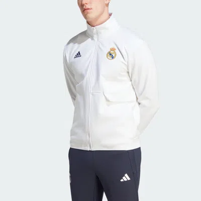 Shop Adidas Originals Men's Adidas Real Madrid Anthem Jacket In White