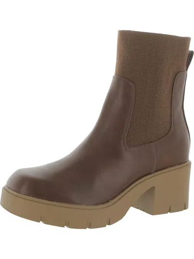 SUN + STONE VERITYY WOMENS FAUX LEATHER ANKLE BOOTS 