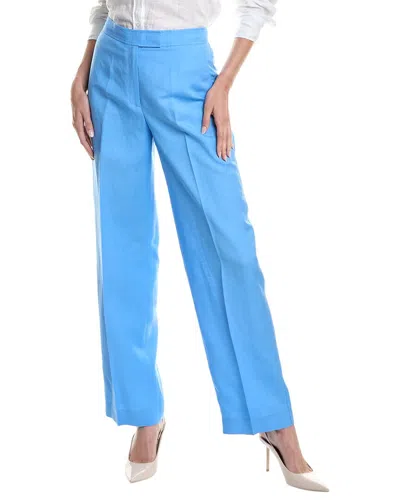 Shop Anne Klein High-rise Linen-blend Wide Leg Pant In Blue