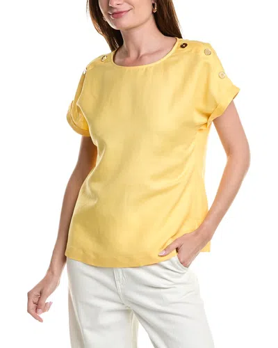 Shop Anne Klein Linen-blend Top In Yellow
