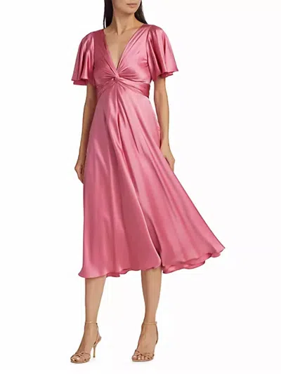 Shop Prabal Gurung Twisted Silk Midi Dress In Rose In Multi
