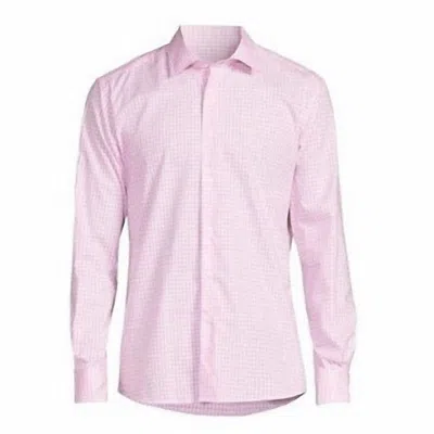 Shop Scott Barber Men's Textured Gingham Button Up Shirt In Pink