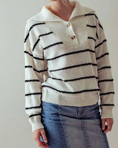 Shop Blu Pepper Mayra Sweater In White & Black In Multi