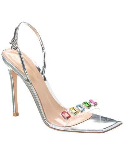 Shop Gianvito Rossi Ribbon Candy 105 Vinyl & Leather Slingback Sandal In Silver