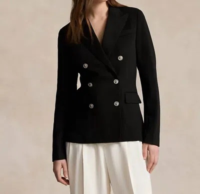 Shop Ralph Lauren Polo Knit Double Breasted Blazer In Polo Black In Multi