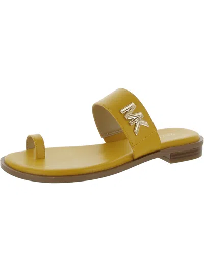 Shop Michael Michael Kors Womens Faux Leather Slide Sandals In Yellow