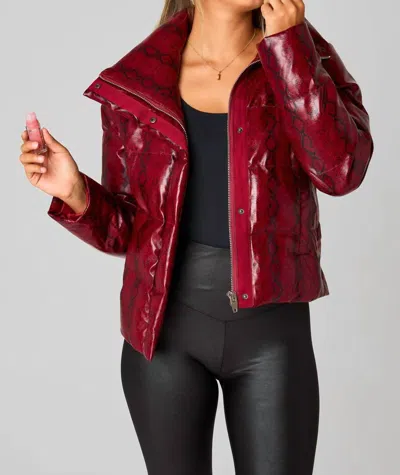 Shop Buddylove Addison Puffer Jacket In Red Snake In Multi