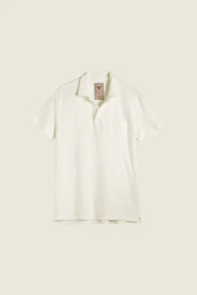 Shop Oas Polo Terry Shirt In White