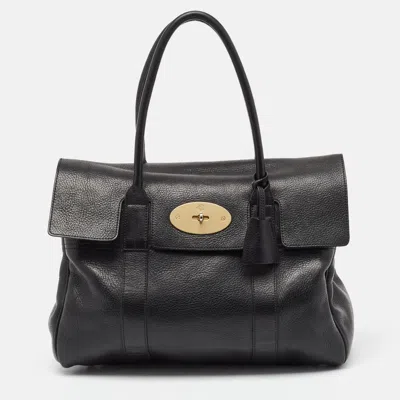 Shop Mulberry Leather Bayswater Satchel In Black