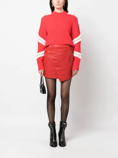 Shop Zadig & Voltaire Junko Cuir Biker Skirt In Red Leather In Multi