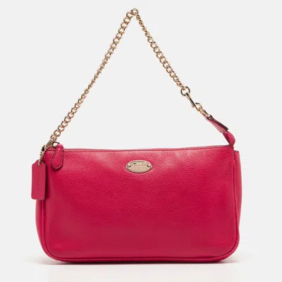 Shop Coach Hot Leather Baguette Bag In Pink