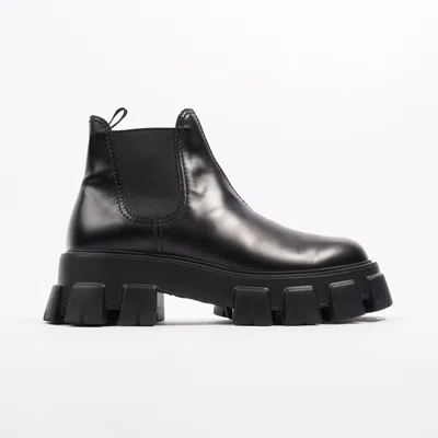 Shop Prada Monolith Chelsea Boots Leather In Black