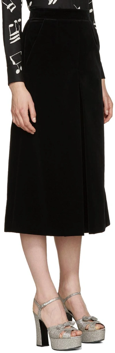 Shop Saint Laurent Black Velvet Wide-leg Culottes