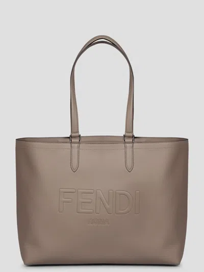 Shop Fendi Roma Leather Shopping Bag
