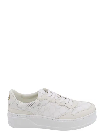Shop Gucci Gg Supreme Fabric And Leather Sneakers