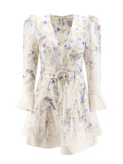 Shop Zimmermann Linen Dress With All-over Floral Print