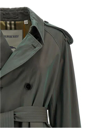 Shop Burberry Long Iridescent Trench Coat Coats, Trench Coats Green