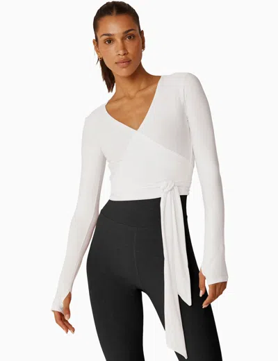 Shop Beyond Yoga Featherweight Waist No Time Wrap Top In White