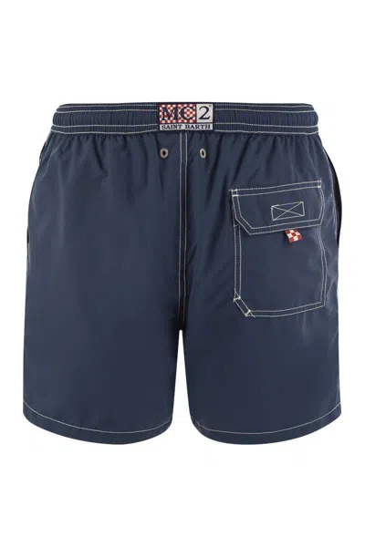 Shop Mc2 Saint Barth Patmos - Beach Shorts In Avio