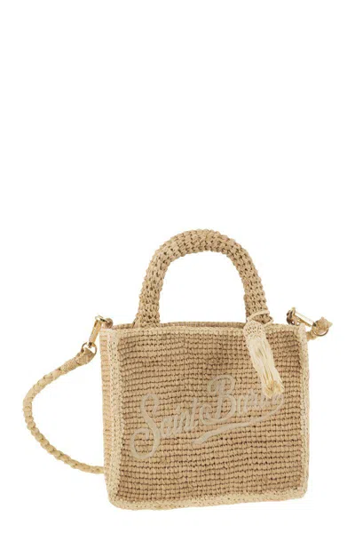 Shop Mc2 Saint Barth Vanity - Mini Raffia Bag With Embroidery In Natural