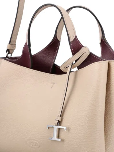 Shop Tod's Handbags In C600(natural)+r802(burgundy S