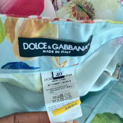 Pre-owned Dolce & Gabbana Rose Print Silk Shorts