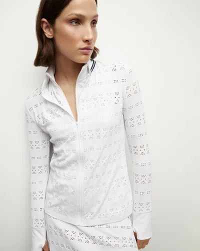Shop Veronica Beard Performance Lace Jacket In White/navy