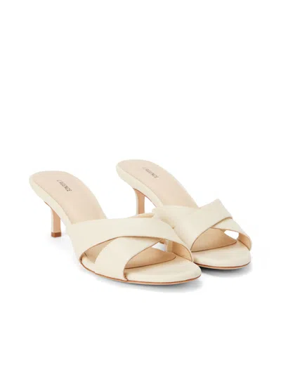 Shop L Agence Aveline Kitten-heel Sandal In Ecru Leather