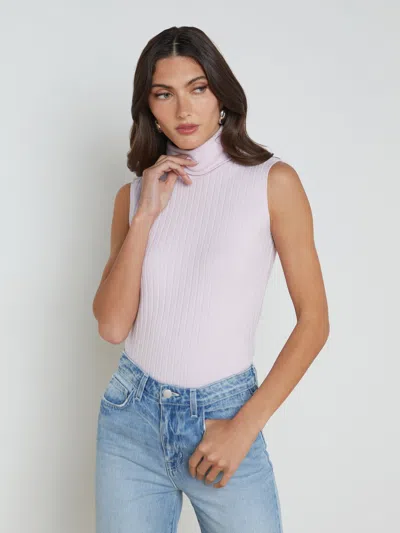 Shop L Agence Ceci Sleeveless Turtleneck In Lilac Snow