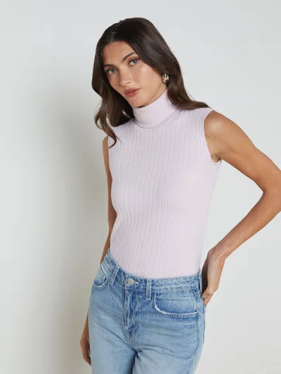 Shop L Agence Ceci Sleeveless Turtleneck In Lilac Snow