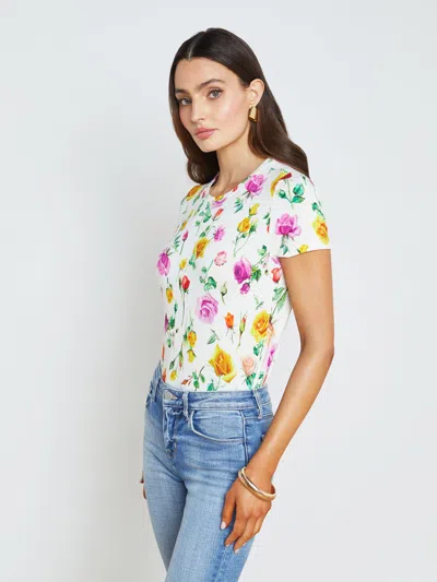 Shop L Agence Ressi Fitted Tee In White Multi Mix Rose
