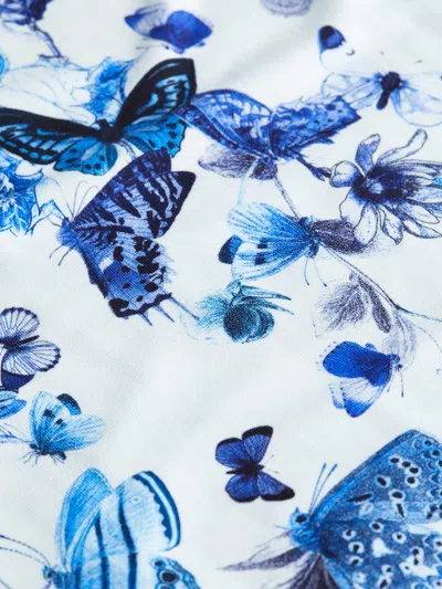 Shop L Agence Ressi Fitted Tee In White/blue Tonal Butterflies
