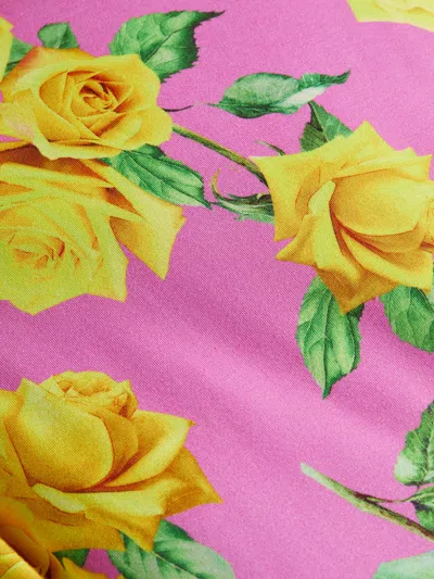 Shop L Agence Ressi Fitted Tee In Shocking Pink/yellow Roses