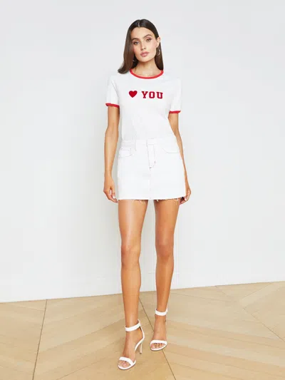Shop L Agence Tommie Crewneck Tee In Love You White/red