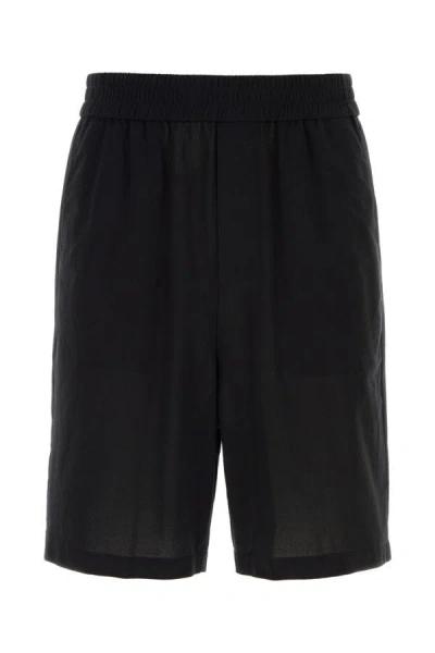 Shop Ami Alexandre Mattiussi Ami Man Black Cotton Bermuda Shorts