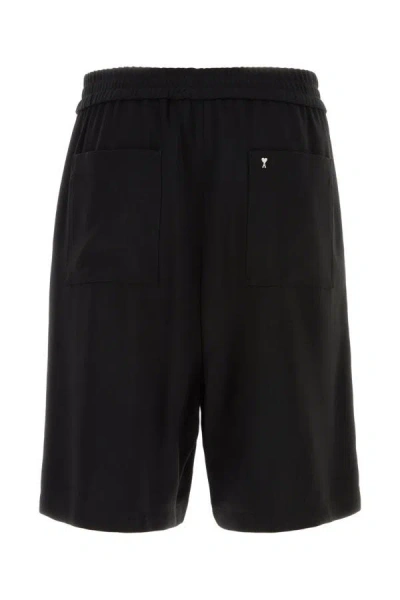 Shop Ami Alexandre Mattiussi Ami Man Black Viscose Blend Bermuda Shorts